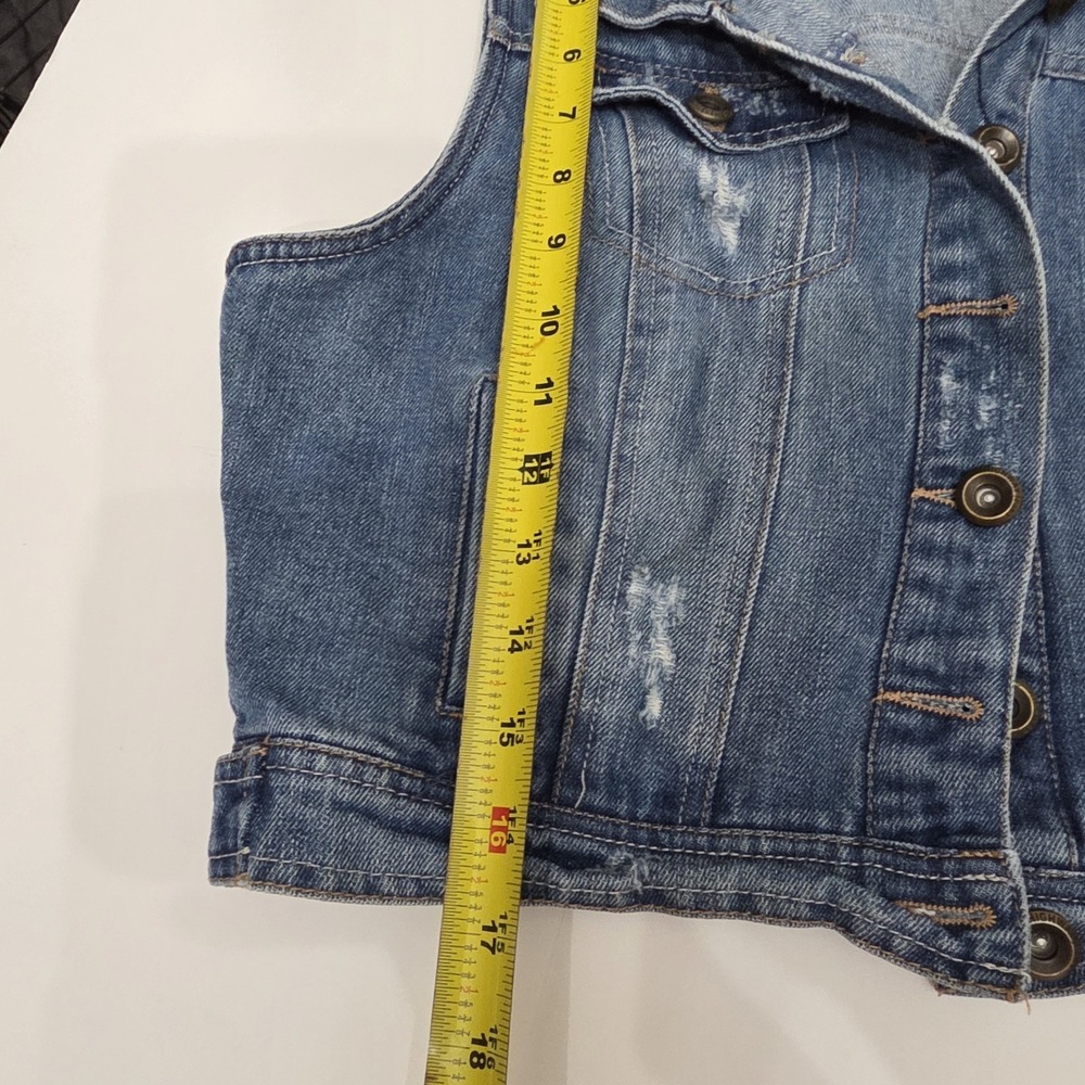Highway Jeans Blue Denim Jacket Vest Cropped Vest Women's Juniors Size L - Picture 6 of 9